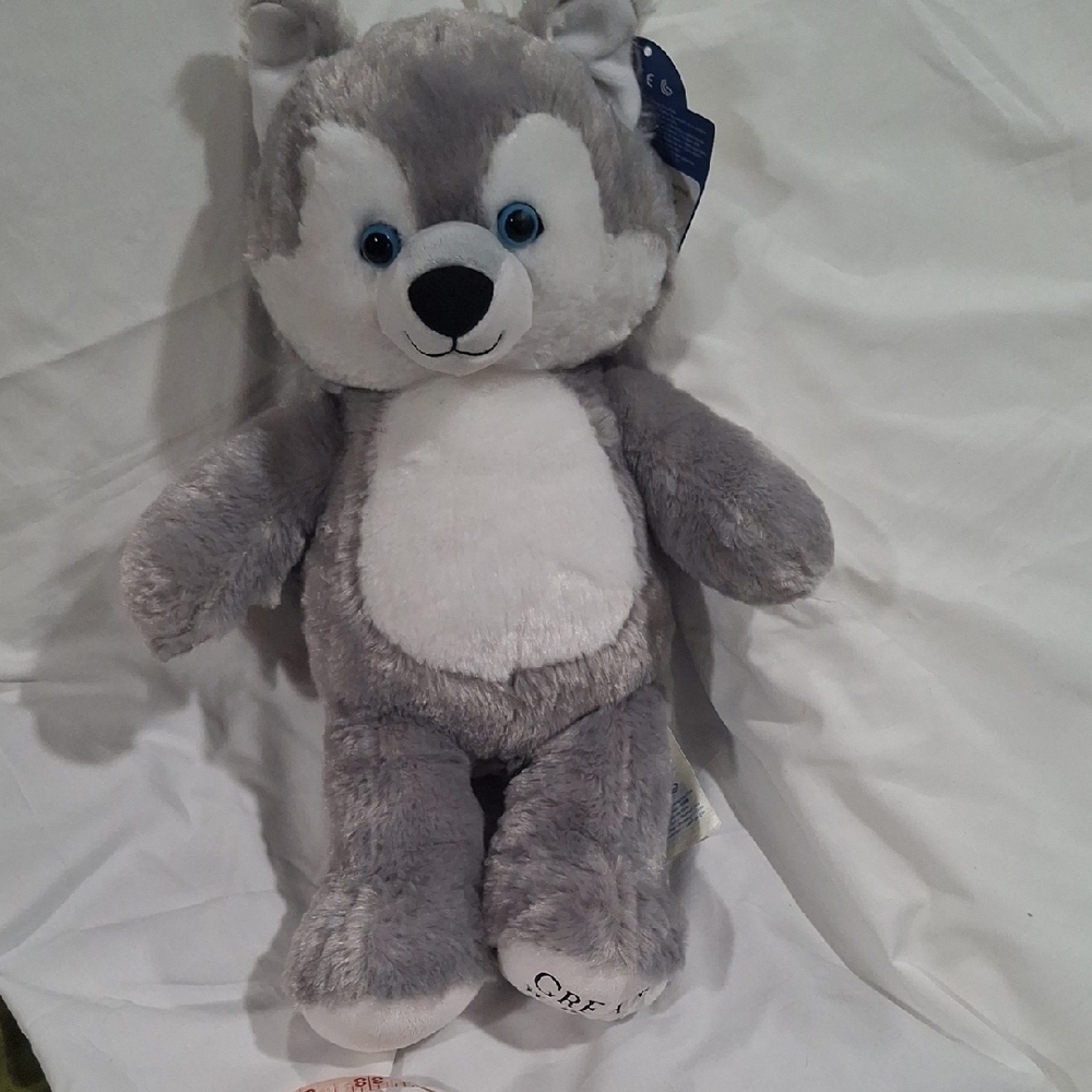 Build-A-Bear Gray and White Stuffed Animal